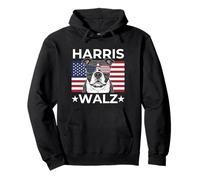 US Election Kamala Harris Walz 2024 Pitbull Dog USA Flag Tee Pullover Hoodie