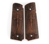 US Engraved Wooden Colt Grips - Celtic Cross Dagger