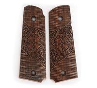 US Engraved Wooden Colt Grips - Celtic Cross Ringlet