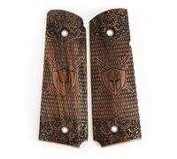 US Engraved Wooden Colt Grips - Sparta Shield