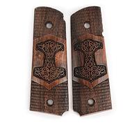 US Engraved Wooden Colt Grips - Thors Hammer - Type 1
