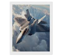 US Fighter Plane F-22 Raptor in Flight Diamond Painting Kits Round Full Drill Cross Stitch Art Pictures for Home Wall Decor 16"x20"