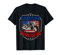 US Flag American Pride Motorcycle Riding Biking Value Graphic T-Shirt