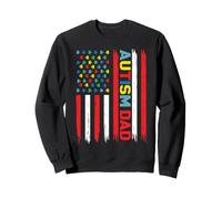 US Flag Autism Dad puzzle ribbon - Autistic papa Sweatshirt