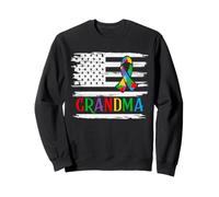 US Flag Autism Grandma puzzle ribbon - Autistic granny Sweatshirt