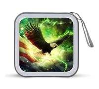 US Flag Bald Ea-gles CD Case Holder Portable 40 Capacity DVD Wallet Storage Organizer for Car Travel