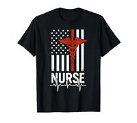 US Flag Caduceus American Nurse Patriotic Nursing T-Shirt