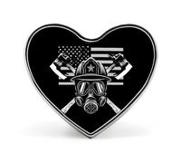 US Flag Fireman Fire Fighter Brooch Pins Heart Badge Collar Lapel Pins Dress Backpack Accessories