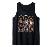 US Flag Melanin Afro African Happy 4th of July Black Girl Tank Top