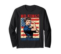 US Flag No Kings Fight Oligarchy Patriotic American Vintage Long Sleeve T-Shirt