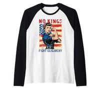 US Flag No Kings Fight Oligarchy Patriotic American Vintage Raglan Baseball Tee