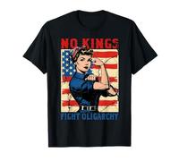 US Flag No Kings Fight Oligarchy Patriotic American Vintage T-Shirt