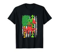 US Flag Shamrocks St. Patrick's Day Squid Lover Kids Family T-Shirt