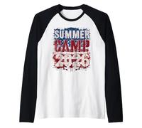 US Flag Summer Camp 2026 Camping Host Squad Director Nurse Raglan Baseball Tee