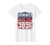 US Flag Summer Camp 2026 Camping Host Squad Director Nurse Value Graphic T-Shirt, Women, White, L