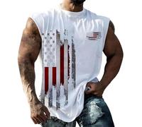 US Flag Tank Top Mens 4th of July Shirt Patriotic USA Sleeveless Graphic Muscle Shirts Summer Workout Gym Funny Tanks Men Long Sleeve Tops Pack White