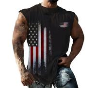 US Flag Tank Top Mens 4th of July Shirt Patriotic USA Sleeveless Graphic Muscle Shirts Summer Workout Gym Funny Tanks Men Long Sleeve Tops Pack Black