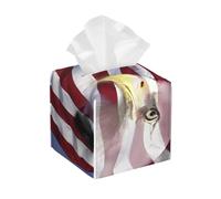 Us Flag Waving In The Wind Against A With Bald Eagle Merged On It Tissue Dispenser Portable Tissue Storage Square Paper Facial Case For Bathroom Hotel Household