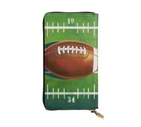 Us Football Field And Ball Printed Leather Wallet with 12 Card Holder and 123 Money Clip, Long Clutch for Men Women