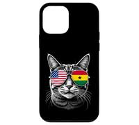 US Ghanaian Cat Sunglasses Design Ghana USA Flag Case for iPhone 12 mini