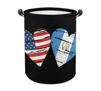 US Guatemala Flag Heart Funny Laundry Baskets Collapsible Waterproof Clothes Hamper Storage Bins with Handles 13.8"x13.8"x17.3" 17.3"x17.3"x17.3"