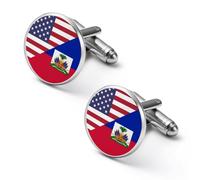 US Haitians Flag Cufflinks for Men Women Cuff Links Tuxedo Shirt Personalised Printed Jewelry Accessories