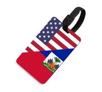 US Haitians Flag Luggage Tag for Suitcase with Name ID Card Travel Bag Labels Identify Decor