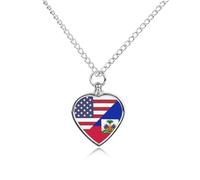 US Haitians Flag Urn Necklace for Ashes Pet Dog Cat Cremation Jewellery Alloy Memorial Keepsake Pendant