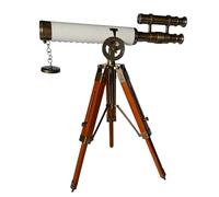 US HANDICRAFTS 1915 Victorian Brass Telescope 14 Inch Antique Spyglass with Wooden Tripod Stand, Vintage Maritime Decor for Home, Office Desk Collectible Gift for Men & Explorers