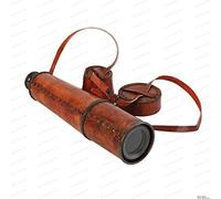 US HANDICRAFTS 32'' Ship Captain Brass Handmade Telescope with Spy Glass & Leather Case