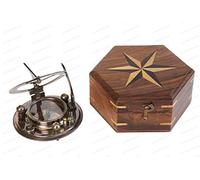 US HANDICRAFTS Vintage Brass Sundial Compass / Directional Magnetic Sundial Compass For Navigation/ Sundial Compass For Camping, Hiking, Touring.......