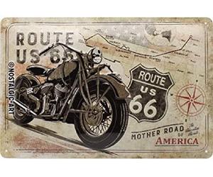 US Highways - Route 66 Bike Map - Gift idea for USA fansRetro Tin SignMetal P...