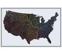 US Hydrological Map | Map of United States Rivers & Basins | 36” x 24” on Premium Paper | Incredible River Detail, Beautiful Color Palette | Great Gift for Anyone Who Loves The Water | Ships Rolled