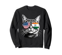 US Indian Cat Sunglasses Design India USA Flag Sweatshirt