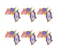 US Israeli Flag Lapel Pin 6pcs Zinc Alloy Commemorative | Dual Flag Design, Corrosion and Scratch Resistant Finish, Portable Keepsake for Presentations and History Research