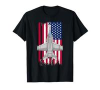 US Jet Aviation Fighter Plane American Flag Airplane Pilot T-Shirt