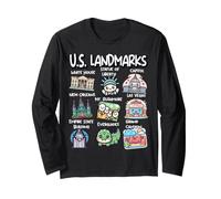 US Landmarks Collection America Travel Vacation New York Long Sleeve T-Shirt