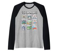 US Landmarks Collection America Travel Vacation New York Raglan Baseball Tee
