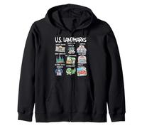 US Landmarks Collection America Travel Vacation New York Zip Hoodie