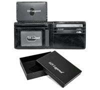US Legend Wallet + Credit Card Holder for Men Minimalist RFID Technology, Slim Leather With Luxury Gift Box, 13 card slots, 2 ID Window Slots, Satin Black, Wallet for Men Slim Rfid Leather 2 Id Window