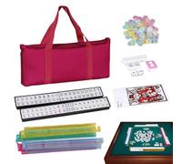 US Mahjong Set Portable Complete Mahjongg Play, Rulers, Dices