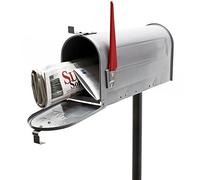 US Mailbox of Galvanised Steel with Stand in Silver-Grey Colour as Letterbox also for Newspapers