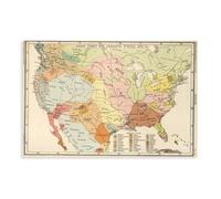 US Map of Native American Indian Tribes And Linguistic Stocks 1650 Canvas Art Poster And Wall Art Picture Print Modern Family Bedroom Decor Unframe 16