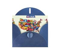 Us Map Seashore Exquisite Pearl Paper Holiday Cards, Birthday Cards, Suitable For Christmas, Valentine'S Day, Wedding Anniversary And Party Invitation Cards.