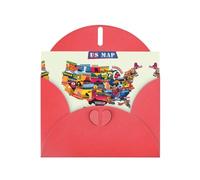 Us Map Seashore Exquisite Pearl Paper Holiday Cards, Birthday Cards, Suitable For Christmas, Valentine'S Day, Wedding Anniversary And Party Invitation Cards.