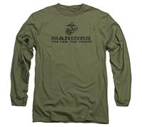 Us Marine Corps - Mens Distressed Logo Long Sleeve T-Shirt, XX-Large, Military Green