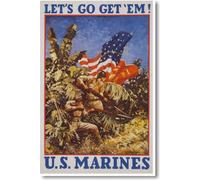 US Marine - Lets Go Get Em - WWI - Vintage Reprint Poster