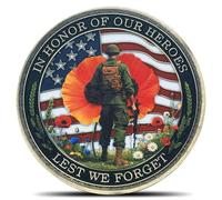 US Military Remembrance Challenge Coin - in Honor of Our Heroes Lest WE Forget