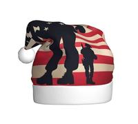 Us Military Soldiers Patriotic Memorial Day 1 Pack Christmas Hats Plush Fabric Santa Hat For Christmas Costume Party And Holiday Event