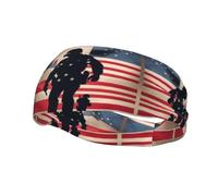 Us Military Soldiers Patriotic Memorial Day Headband Hair Sweat Headband Head Wrap Hair Non-Slip Stretchable Washable Makeup Headband